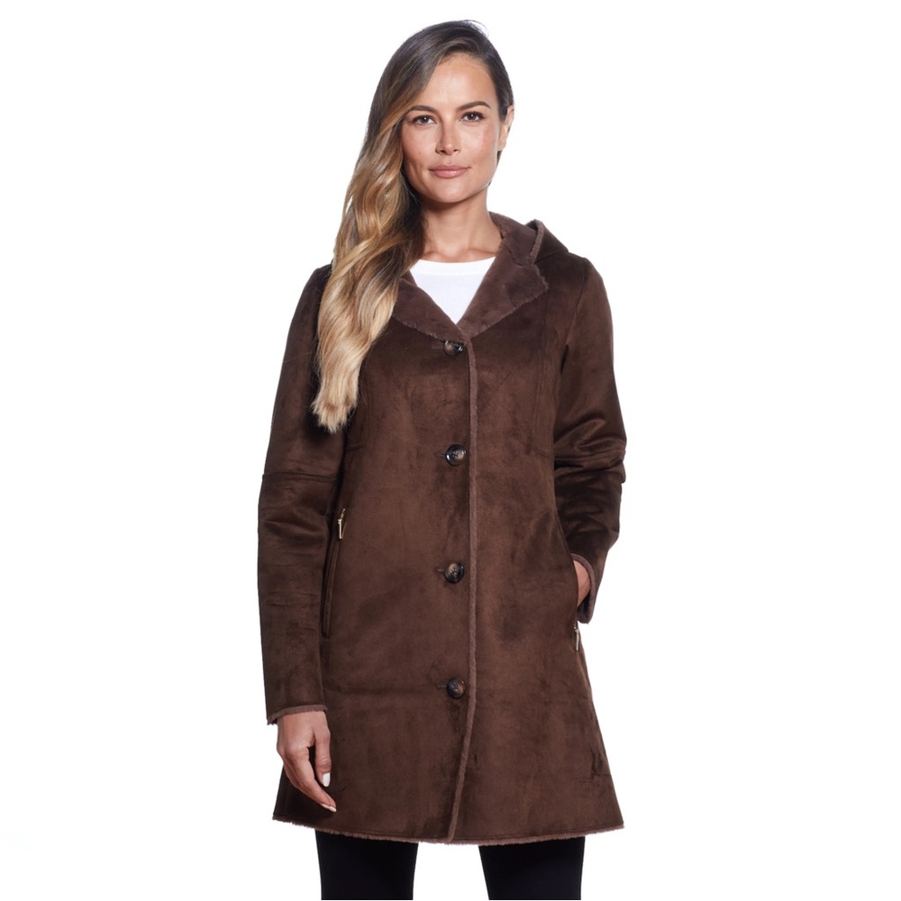 NEW Gallery Chocolate Brown Teddy Jacket Size M